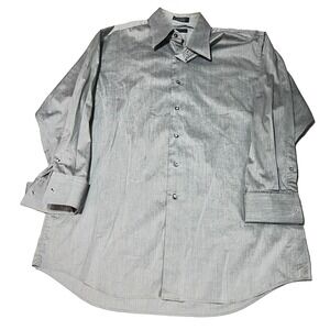 J Ferrar Shirt Mens Extra Large Button Up Gray Long Sleeve Collared Cotton Blend